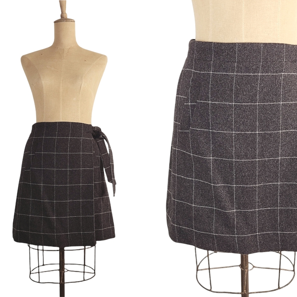 J. Crew Factory 0 Gray Wool Blend Mini Wrap Skirt